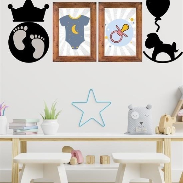 Biomak® DECO103 Supermen Dekoratif Duvar Süsü Tablo Aksesuar Ahşap Tasarım Hediye Pano Sticker Seti