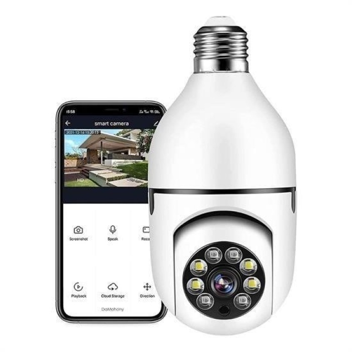 Biyomak® WiFi 360 Panoramik Ampul Kamera Gece Görüş Ses Akıllı Hareket Algılayıcı