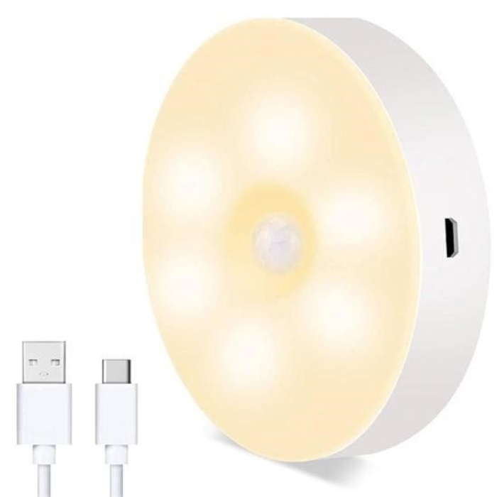 Biomak® Hareket Sensörlü Usb Şarjlı Spot Lamba Mıknatıslı ve Yapışkanlı Gün Işığı Renk Led