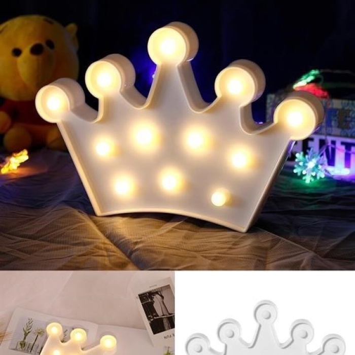 Biomak® 3D Dekoratif Pilli Kraliçe Tacı Model Led Masa ve Gece Lambası