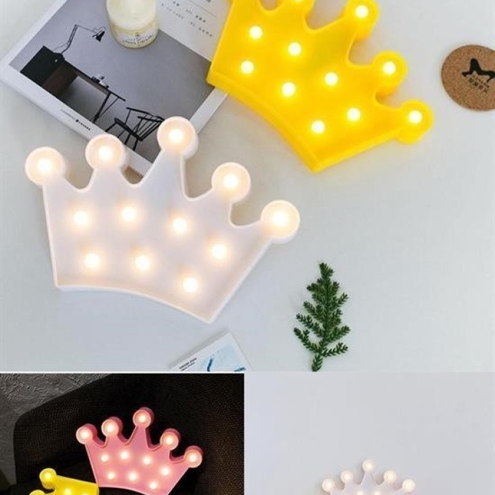 Biomak® 3D Dekoratif Pilli Kraliçe Tacı Model Led Masa ve Gece Lambası
