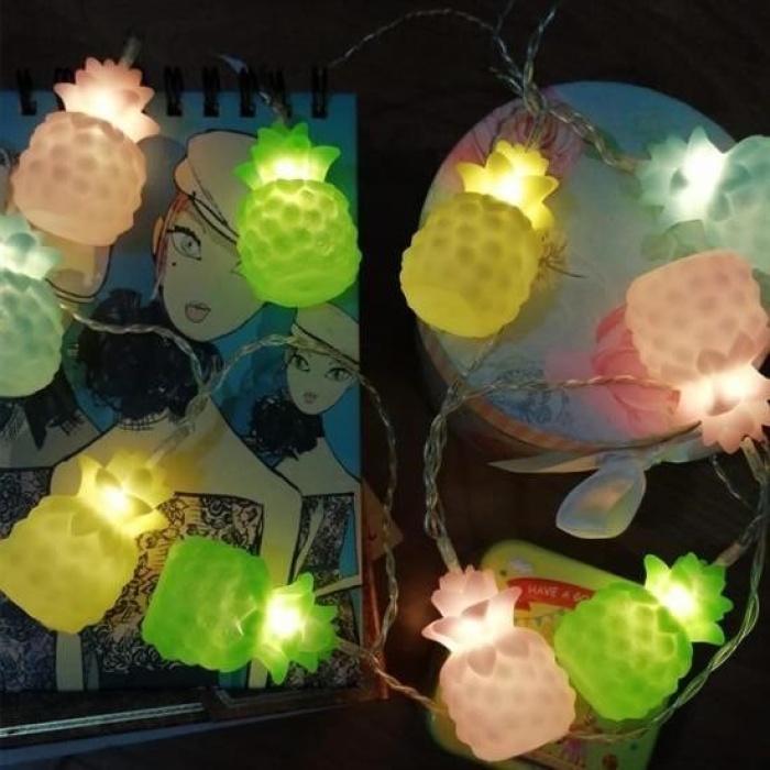 Biomak® Karışık Renk Dekoratif Ananas Dolama 10’lu Şerit Led Işık Zinciri