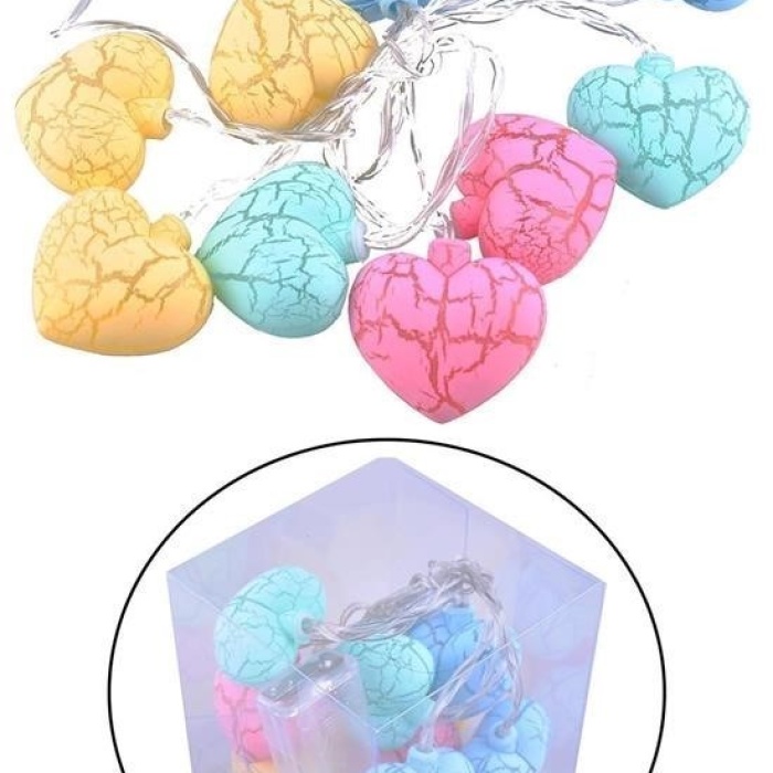 Biomak® 10lu Renkli Kalp Şeklinde Dekoratif Dolama Led Aydınlatması