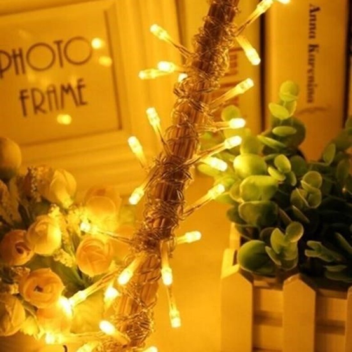 Biomak® 10 Metre 100 Ledli 8 Fonksiyonlu Dekoratif Lambader Sarı Lamba