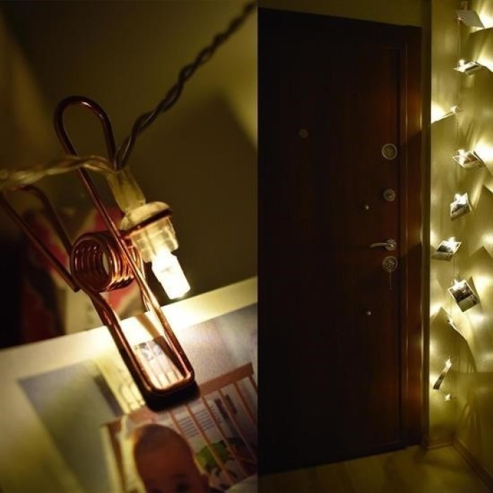 Biomak® Bakır Renkli Led Işıklı Fotoğraf Asma Işık Süsleme Mandalları