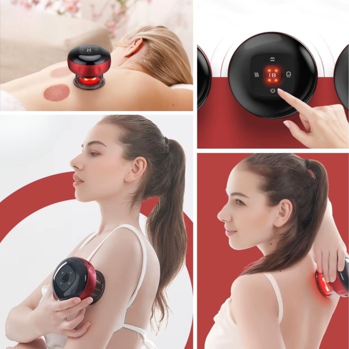 Biomak® 12 Kademeli Sıcaklık Emişli Bardak Çekme Terapisi, Vakumlu Masaj Aleti,Terapi Cihazı Gua Sha-Masaj Cihazı