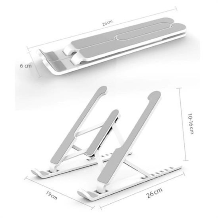 Biomak® Ayarlanabilir Plastik Dizüstü Destek Tabanı Katlanabilir Taşınabilir Laptop Sehpası Yükselti