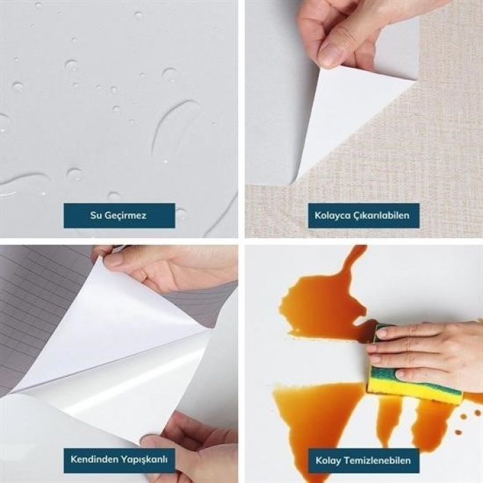 Biyomak® Mermer Desenli Masa Tezgah Mutfak Su Geçirmez Yapışkanlı Folyo Sticker Siyah 5x0,6m