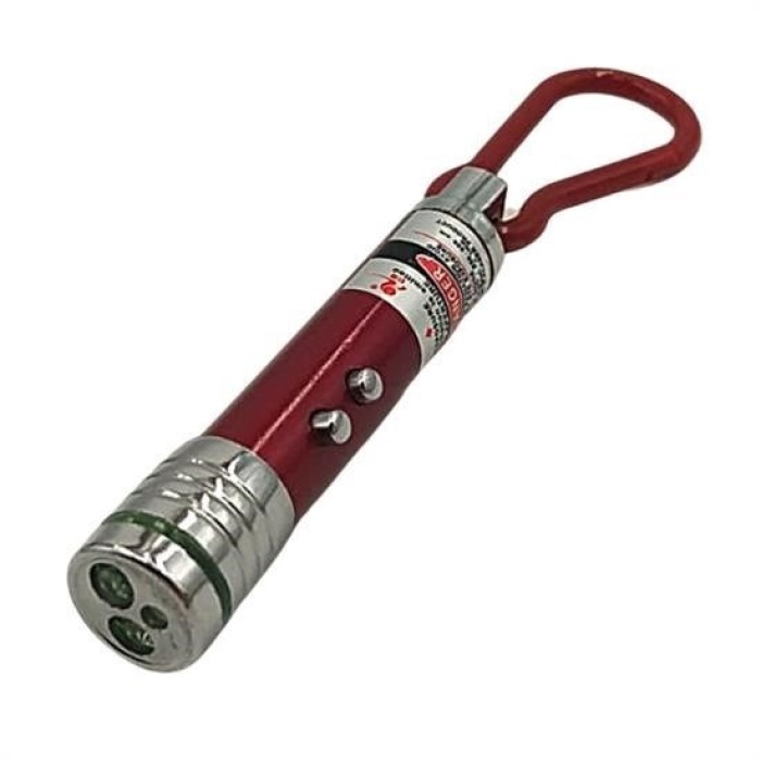 Biomak®  3 Fonksiyonlu Kırmızı Beyaz Işıklı Led Lazer Kedi Köpek Oyuncak Anahtarlık