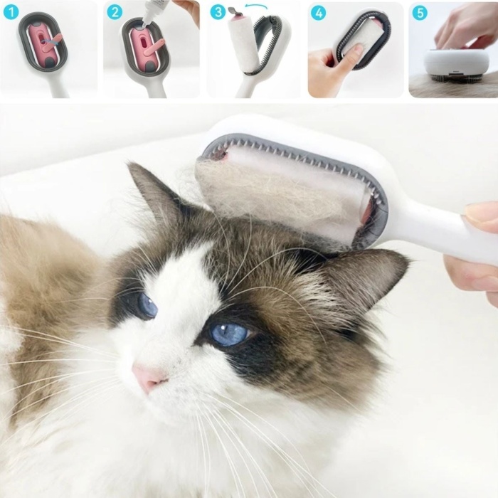Biomak® Su Hazneli Kedi ve Köpek Tüyü Toplamama Fırçası Su Hazneli Pet Tarağı