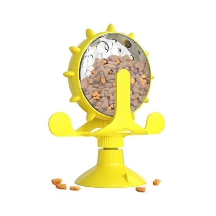 Biomak® Vantuzlu Zilli İnteraktif Dönebilen Mama Kaplı Renkli Eğlenceli Eğitici Kedi Oyuncağı