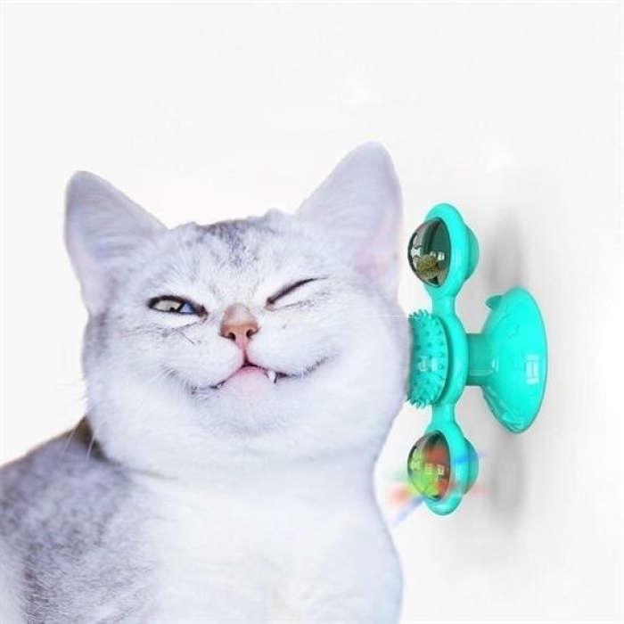 Biomak® Pet Malzemeleri Vantuzlu Fırıldak Toplu Dönen Şeffaf Depo Tasarım İnteraktif Kedi Oyuncağı