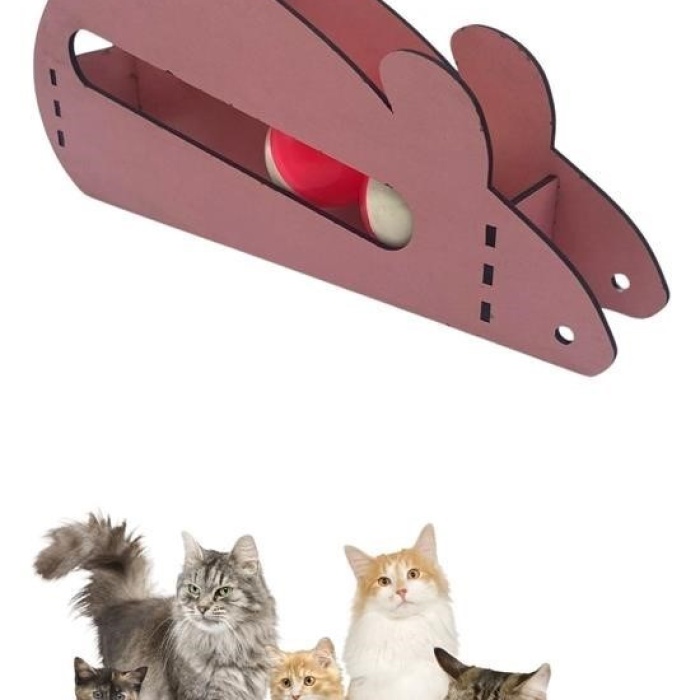 Biomak®  Fare Kedi Oyunu Ahşap 2 Toplu Kedi Oyuncağı Tahta Kedi Oyunu Tahta Fare Ve Toplu Oyuncak
