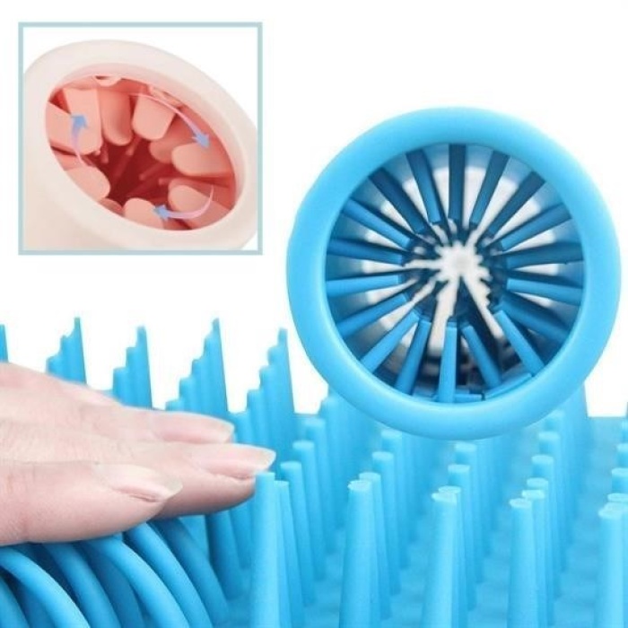 Biomak® Silikon Jel Fırçalı Kedi Köpek Pati Ayak Temizleme Kovası Büyük
