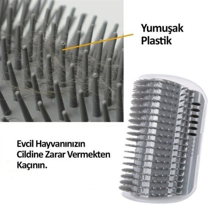 Biomak®  Pratik Kedi Tüyü Kaşıma Ve Tarama Aparatı Duvara Monte Kaşıma Aleti