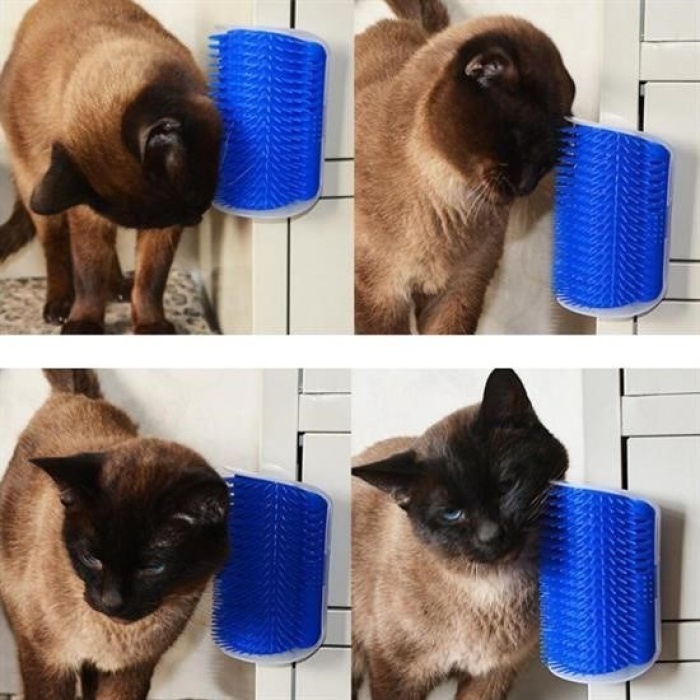 Biomak®  Pratik Kedi Tüyü Kaşıma Ve Tarama Aparatı Duvara Monte Kaşıma Aleti