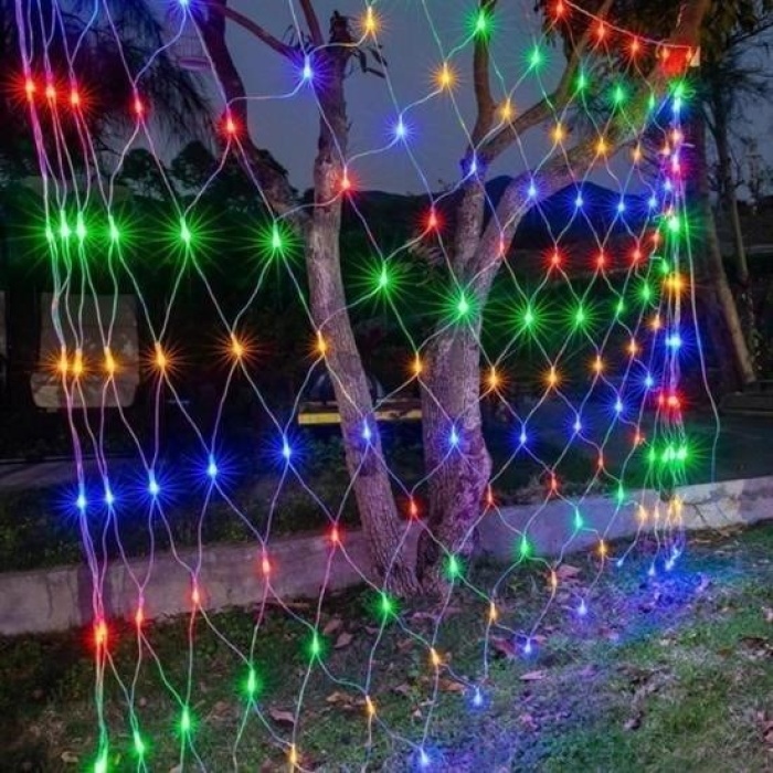 Biomak® 1x2 Metre Dekoratif File Ağ Perde 192 LED 8 Animasyonlu Farklı Işık Modu RGB Fişli