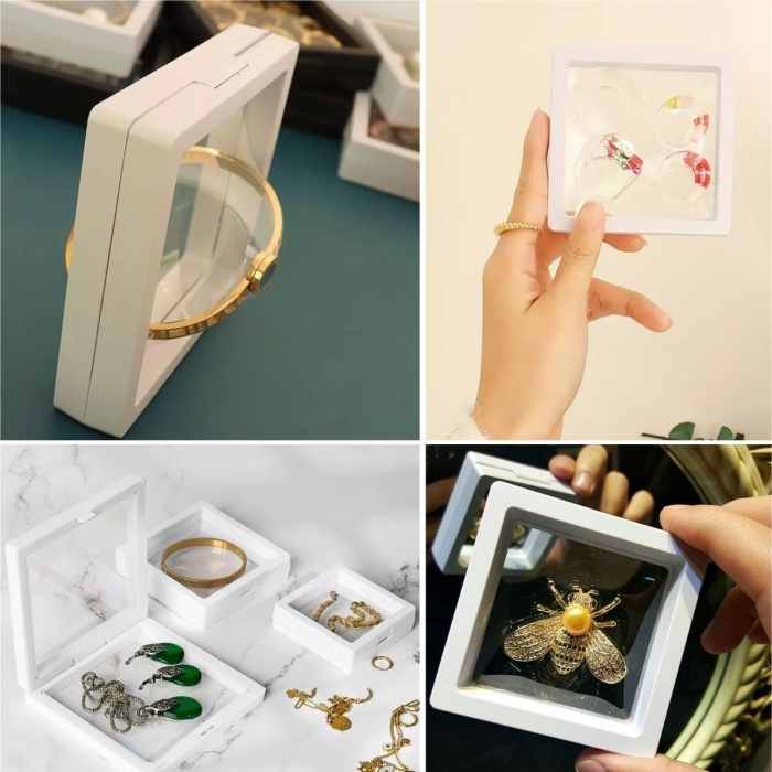Biomak® 11x11cm Standlı 3D Takı Ziynet Hatıra Koleksiyon Saklama Kutusu Şeffaf Film Çerçevesi