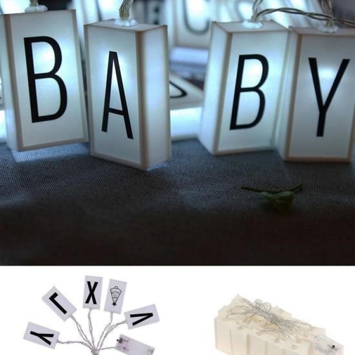 Biomak® 10lu Lightbox Işıklı Harf Mesaj Panosu Dekoratif  Harf Işık Zinciri