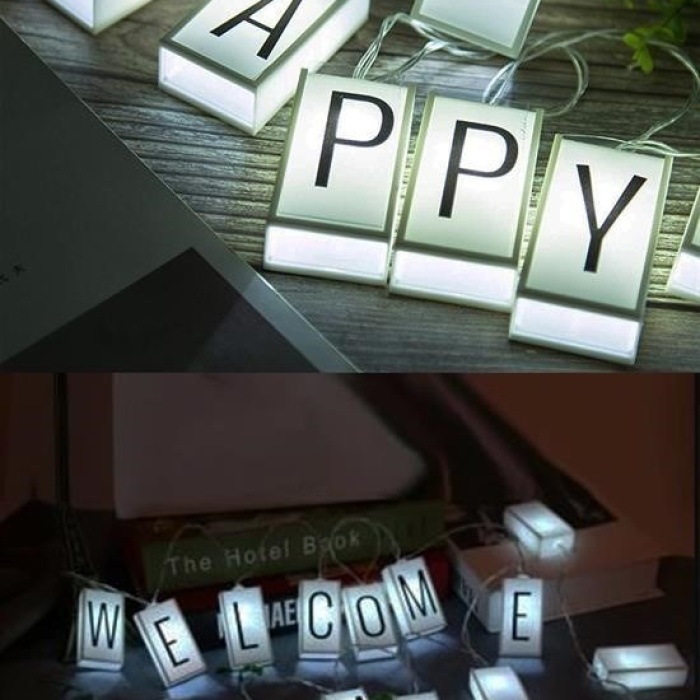 Biomak® 10lu Lightbox Işıklı Harf Mesaj Panosu Dekoratif  Harf Işık Zinciri