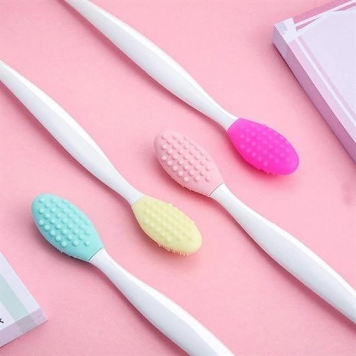 Biomak® 2 Adet Dudak Fırçası Peeling Etkili Gözenek  Siyah Nokta Temizleyici Akne Giderici Çift Yönl