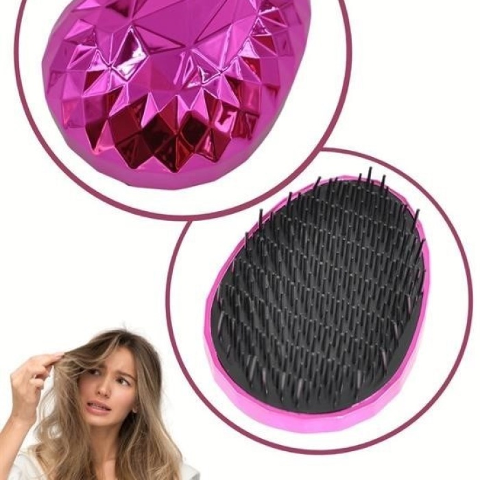 Biomak® Neon Pembe Düzleştirici Tarak Geniş AralıklıHer Saç Tipine Uygun Fırçalı Saç Düzleştirici