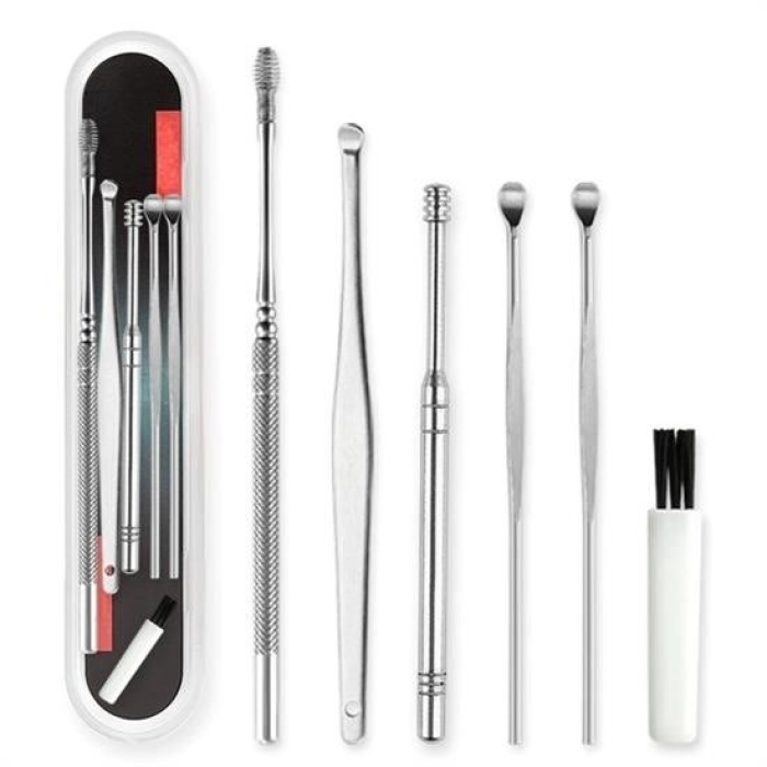 Biomak® 6 Parça Paslanmaz Çelik Kulak Balmumu Toplayıcı Çıkarıcı Temizleyici Bakımı Çubuk Seti