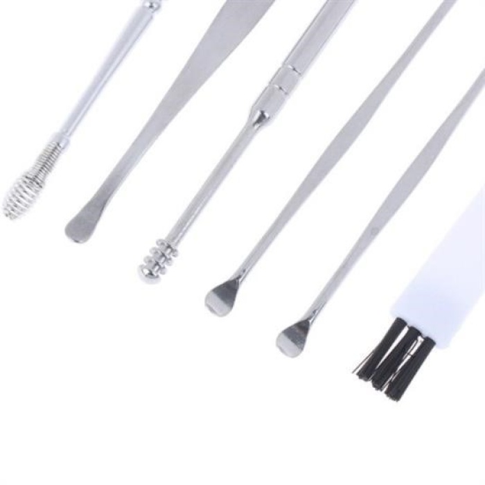 Biomak® 6 Parça Paslanmaz Çelik Kulak Balmumu Toplayıcı Çıkarıcı Temizleyici Bakımı Çubuk Seti