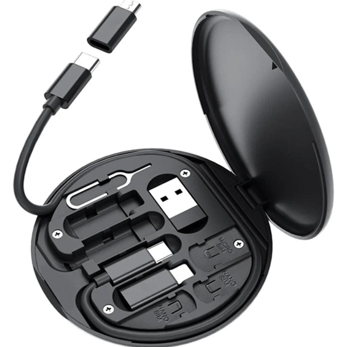 Biyomak® 60w Destekli Kablo Kutusu Seyahat Kablo Seti 5i 1 arada USB Type-C Şarj Kablosu Seti