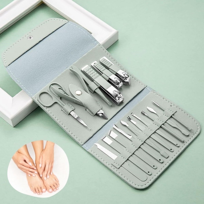 Biomak® Kendiliğininden Çantalı Seyahat Tipi 16 Parça Manikür Pedikür Seti