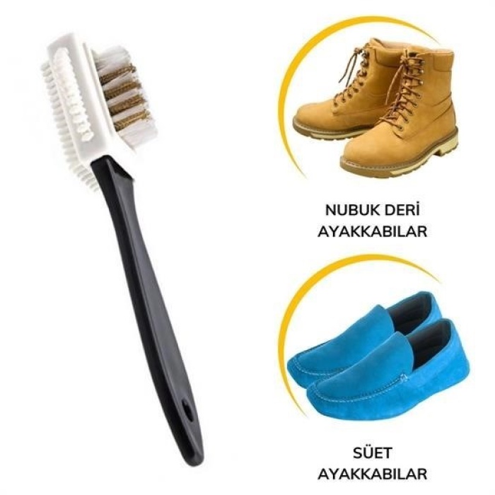 Biomak® Çift Taraflı Pratik Taşınabilir Süet Nubuk Deri Çizme Bot Ayakkabı Temizleme Bakım Fırçası
