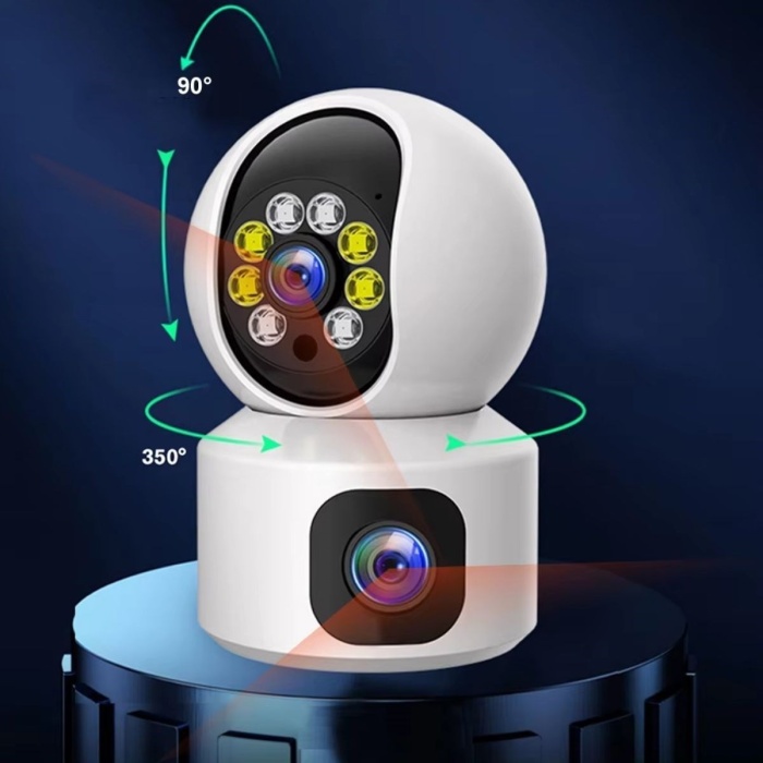 Biomak® Çift Kameralı Wifi Bağlantılı Gece Görüşlü Ev Tipi Güvenlik Kamerası