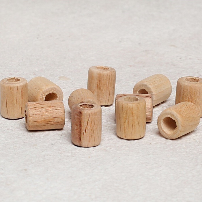 Biomak Loren Crafts 10 Adet Ham Boru Ahşap Boncuk 16mm