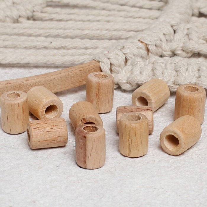 Biomak Loren Crafts 10 Adet Ham Boru Ahşap Boncuk 16mm