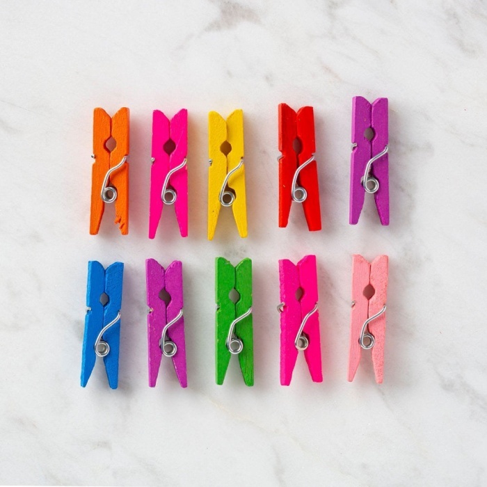 Biomak Loren 10 lu Karışık Renk Mini Ahşap Mandal
