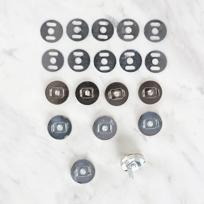 Biomak Loren Manyetik Mat Gümüş Metal 5 li Çıt Çıt Set