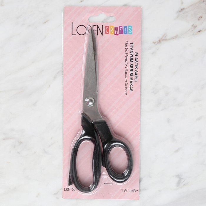 Biyomak® Loren Crafts Plastik Saplı Titanyum Makas Siyah LR