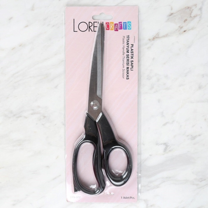 Biyomak® Loren Crafts Plastik Saplı Titanyum Makas Siyah LR