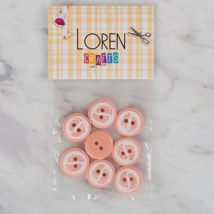 Biomak® Loren Crafts yavruağzı 8 li ayak izi düğme - 434