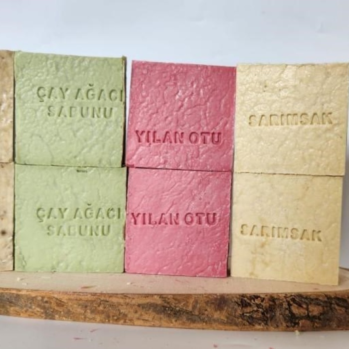 Biomak Doğal Üretim Sabunu Karışık (Çörekotu-Çay Ağacı-Yılan Otu-Sarımsak) 8li Set