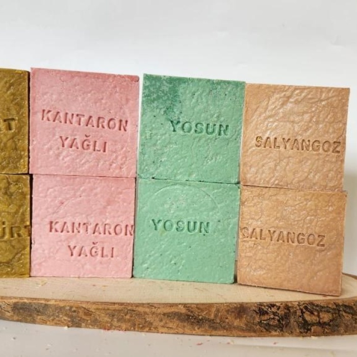 Biomak Doğal Üretim Sabunu Karışık (Kükürt-Kantaron-Yosun-Salyangoz) 8li Set