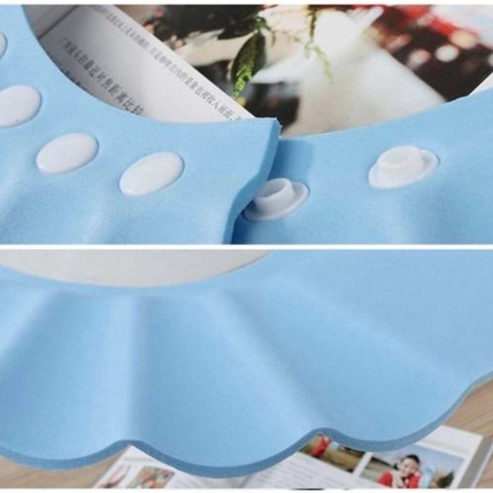 Biyomak® Kulaklıklı Düğmeli Ayarlanabilir Bebek Banyo Şapkası