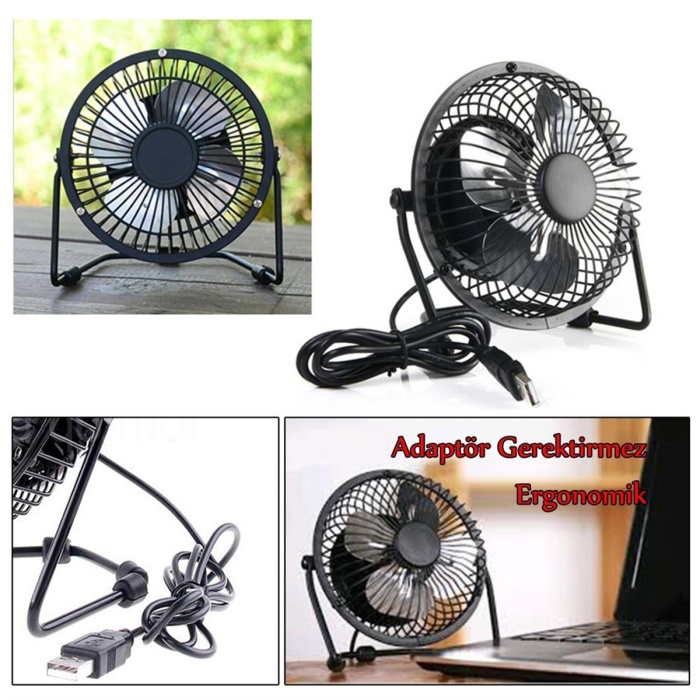 Biyomak® Masaüstü Metal Fan USB Girişli Vantilatör