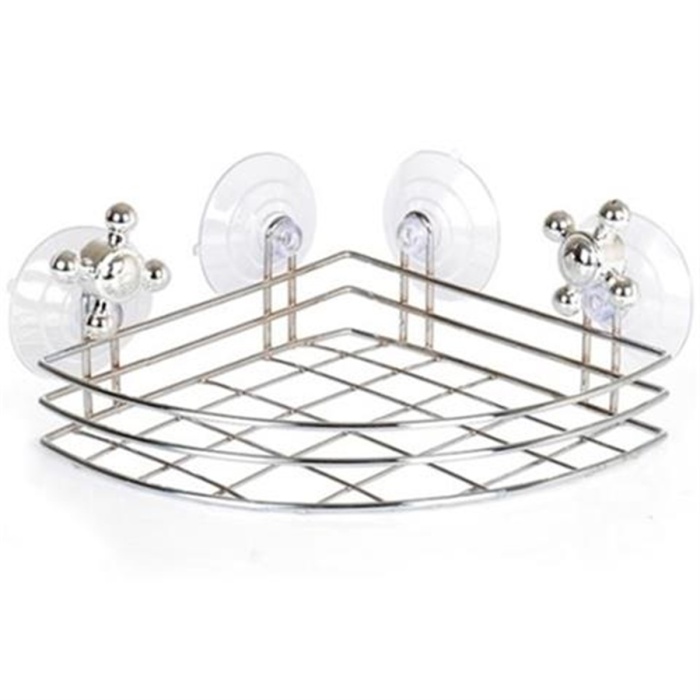 Vantuzlu Metal Köşe Banyo Duş Rafı