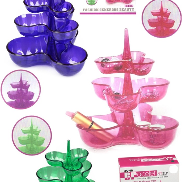 Demonte 3 Katlı 6 Parça Masaüstü Plastik Takı Bilezik Rafı