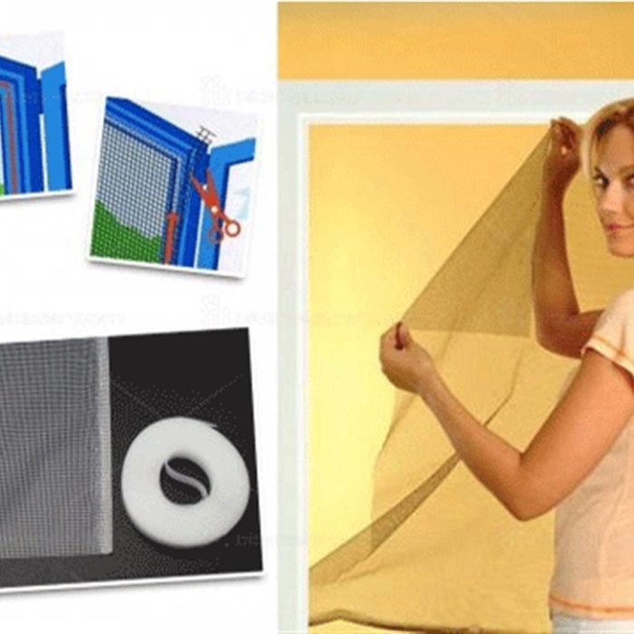 Biyomak® Ayarlanabilir Tek Kanat Yapışkanlı Pencere Cam Sineklik 70x125 cm