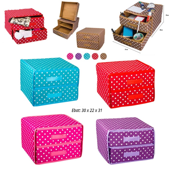 ® Katlanabilir 2 Bölmeli Bez Çekmeceli Organizer