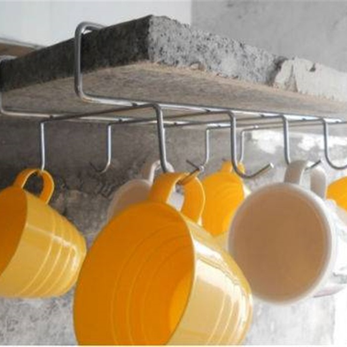 10 Kancalı Metal Raf Altı Portatif Bardak Fincan Askılığı