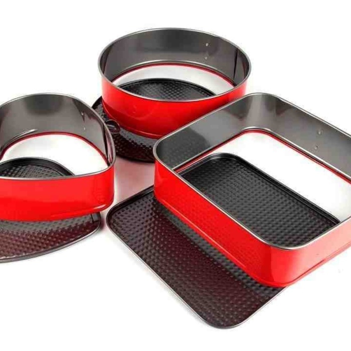 3 Parça Metal Kelepçeli Kek Kalıbı Seti Kalp Yuvarlak Kare