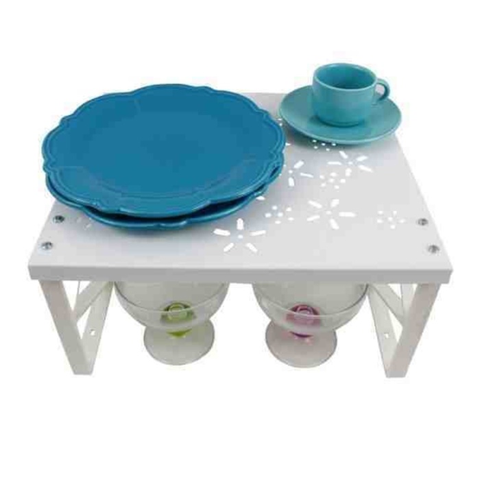 Dolap İçi Plastik Ayaklı Metal Raf Düzenleyici Beyaz